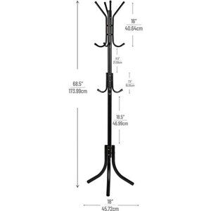 Alloy Collection, Coat Rack with 11 Hooks, Metal,‎ 18"L x 18"W x 68.5"H, Black
